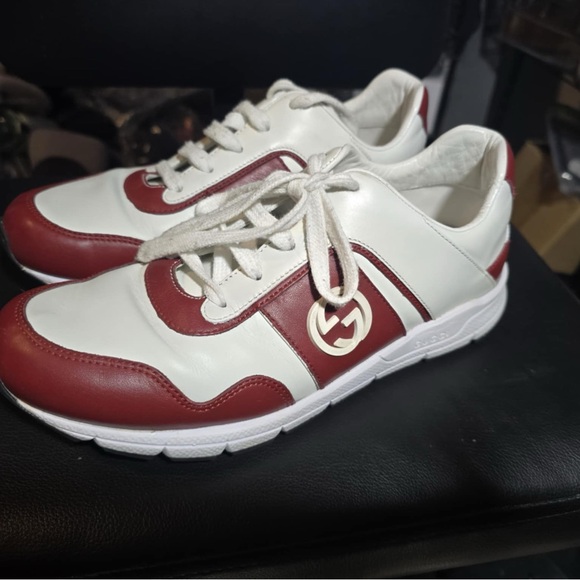 Gucci White and Red Leather Sneakers 37.5 - Picture 9 of 9